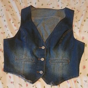 SHEIN Navy Blue Denim Jacket Vest
